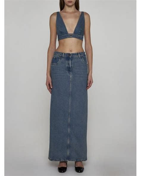 denim prada bra|Prada denim skirt.